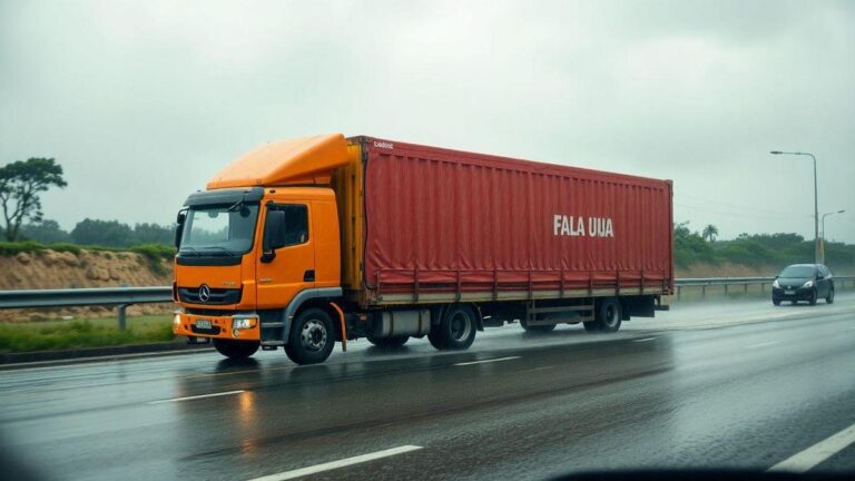 Protegendo a carga em clima ruim no transporte